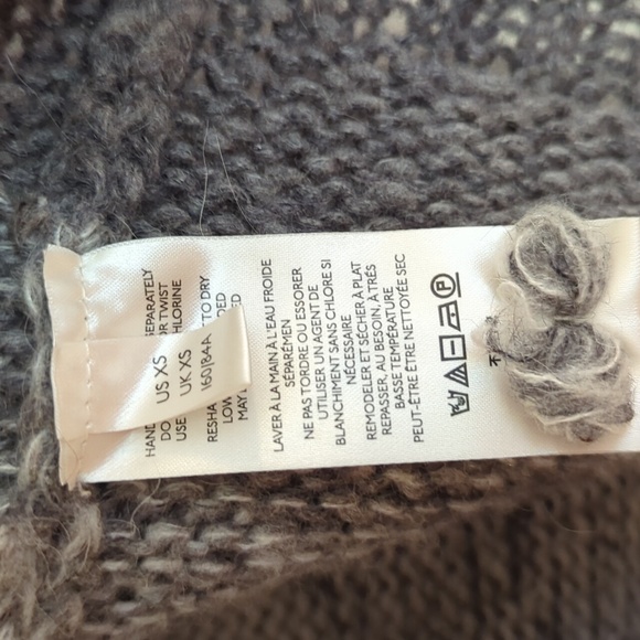 Anthropologie Oversized Tunic Sweater Long Sleeve Wool Grey Ombre Stripes - XS - Picture 7 of 10